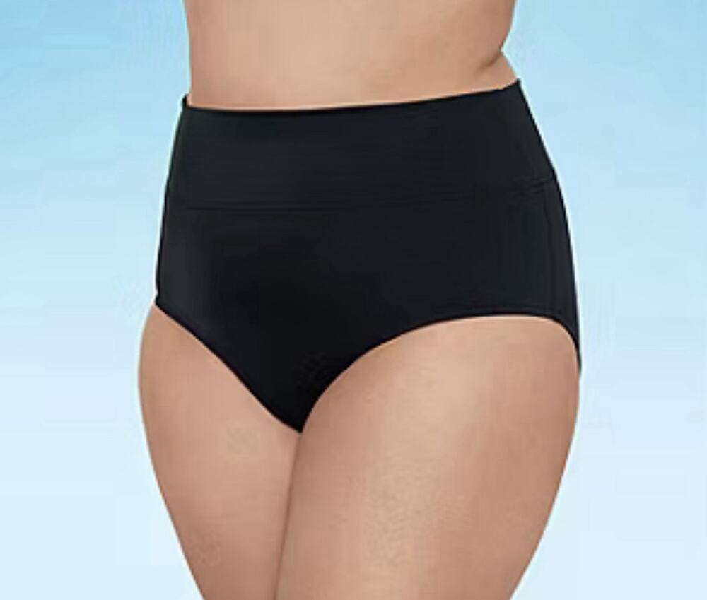 NWT Women's Bikini Bottom Trimshaper Black Swimsuit Bottom Only Size 16W